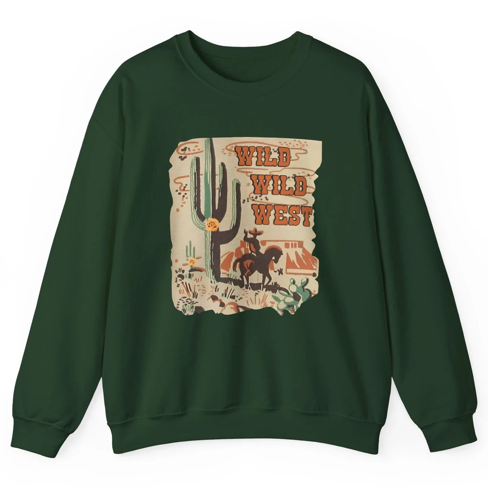 Wild West Cowboy Cactus Rodeo Western Retro Horse Vintage Unisex Crewneck Sweatshirt