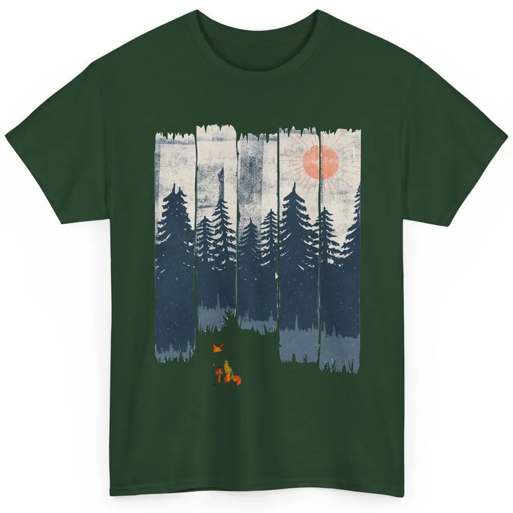 A Fox In The Wild Nature Sunset Wildlife In The Wilderness Classic Unisex T-Shirt