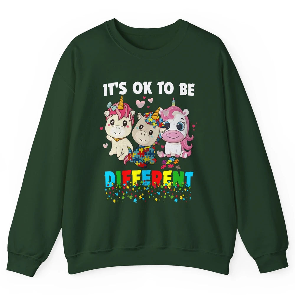 Autism Awareness Puzzles Baby Unicorn Okay To Be Different Unisex Crewneck Sweatshirt