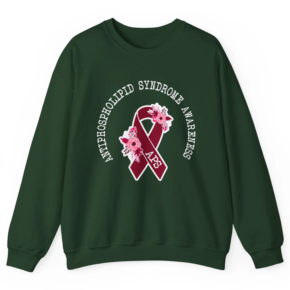 Antiphospholipid Syndrome Awareness APS Burgundy Ribbon Unisex Crewneck Sweatshirt