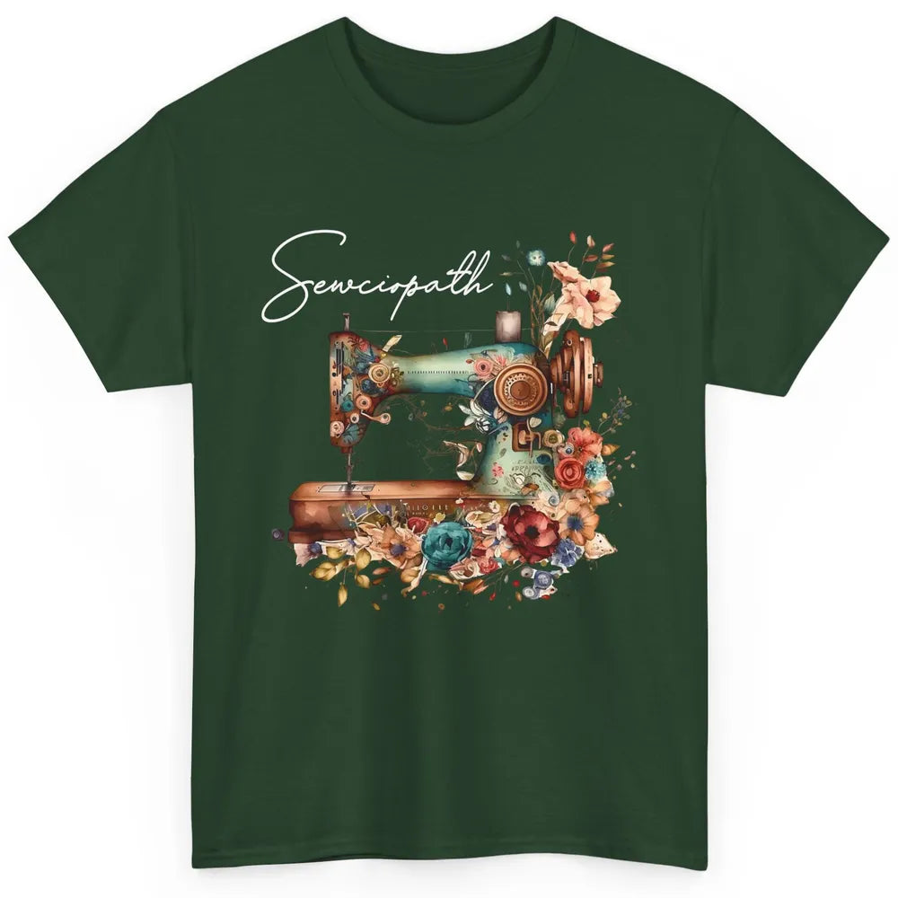 Vintage Sewing Machine Sewciopath Quilting Life Sewer Life Classic Unisex T-Shirt