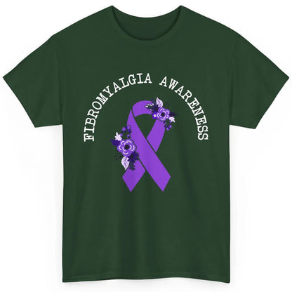 Fibromyalgia Awareness Floral Purple Ribbon Chronic Pain Classic Unisex T-Shirt