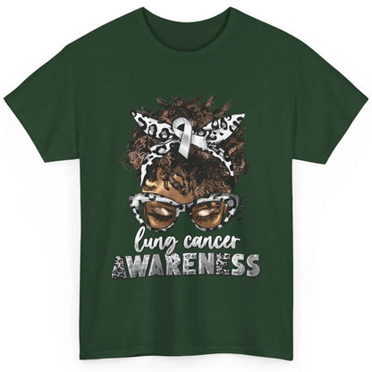 Afro Lung Cancer Awareness Black Woman Messy Hair Warrior Classic Unisex T-Shirt