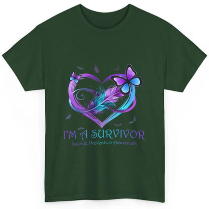 Survivor Purple Teal Heart Love Suicide Prevention Awareness Classic Unisex T-Shirt