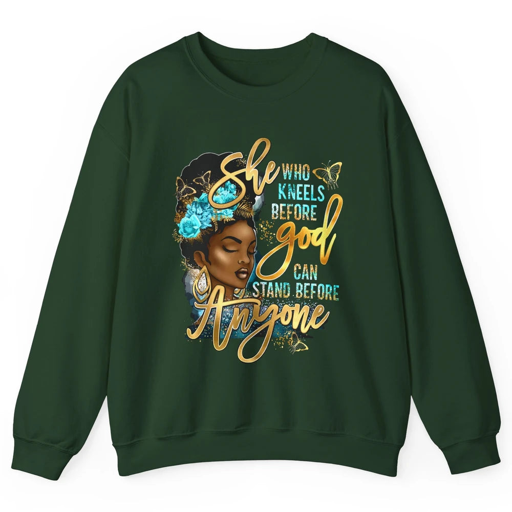 Black Girl She Who Kneels Before God Christian Afro Women Unisex Crewneck Sweatshirt