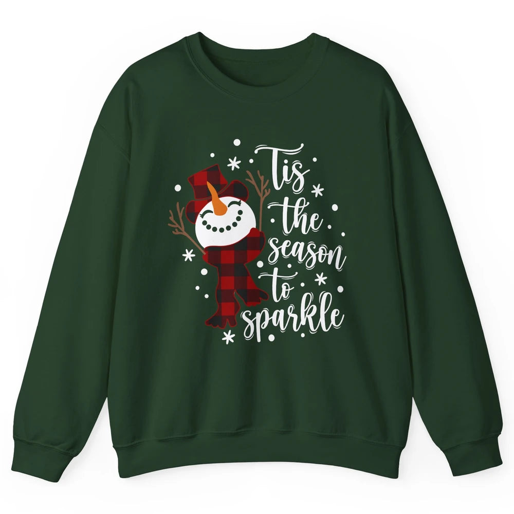 Funny Snowman Tis The Season To Sparkle Merry Christmas Unisex Crewneck Sweatshirt