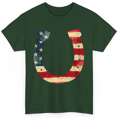 US Flag Horseshoe July 4th Western Country Cowboy Patriotic Classic Unisex T-Shirt