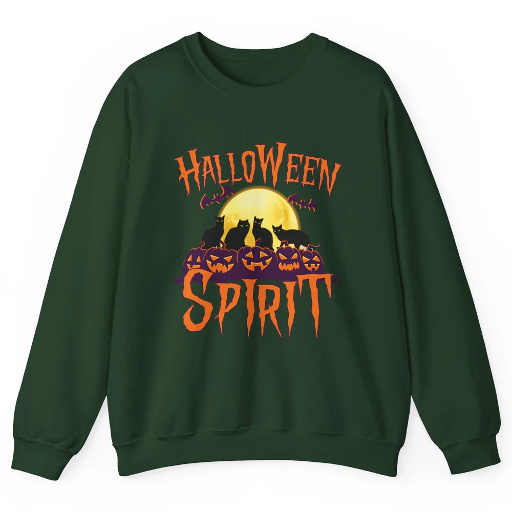 Black Cat Pumpkin Halloween Spirit Moon Night Cat Lover Gift Unisex Crewneck Sweatshirt