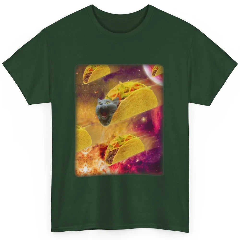 Funny Cat In Space Taco Cat Galaxy Astronaut Cat Taco Lovers Classic Unisex T-Shirt