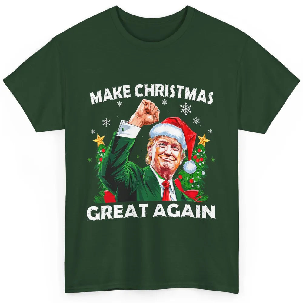 Make Christmas Great Again Funny Santa Trump Political Donald Trump Republican President Xmas Classic Unisex T-Shirt