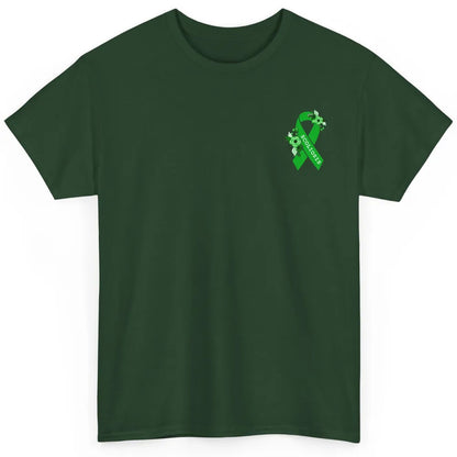 Scoliosis Awareness Support Floral Green Ribbon Pocket Size Classic Unisex T-Shirt