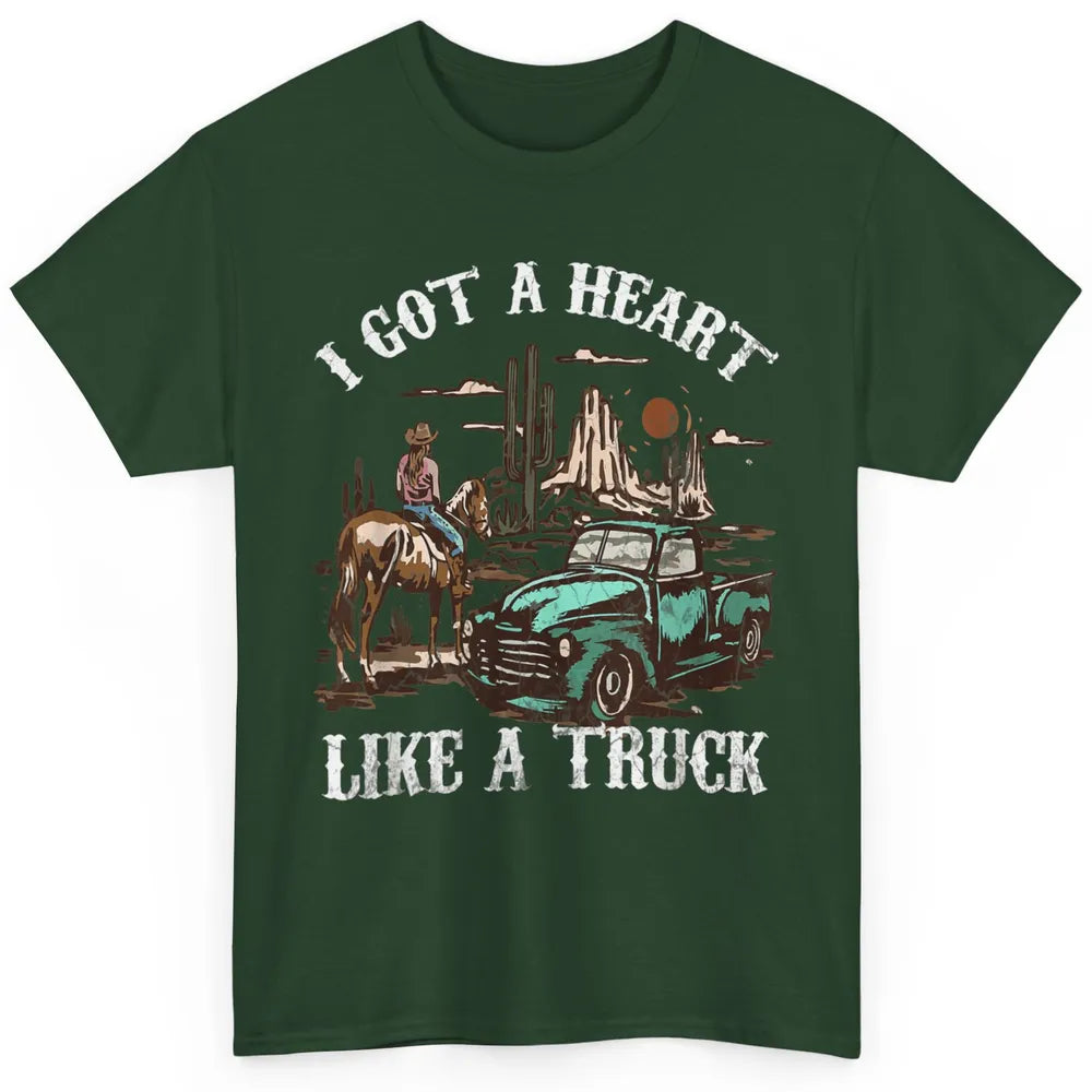 Western Sunset Cowgirl I Got Heart Like Truck Rodeo Cactus Classic Unisex T-Shirt