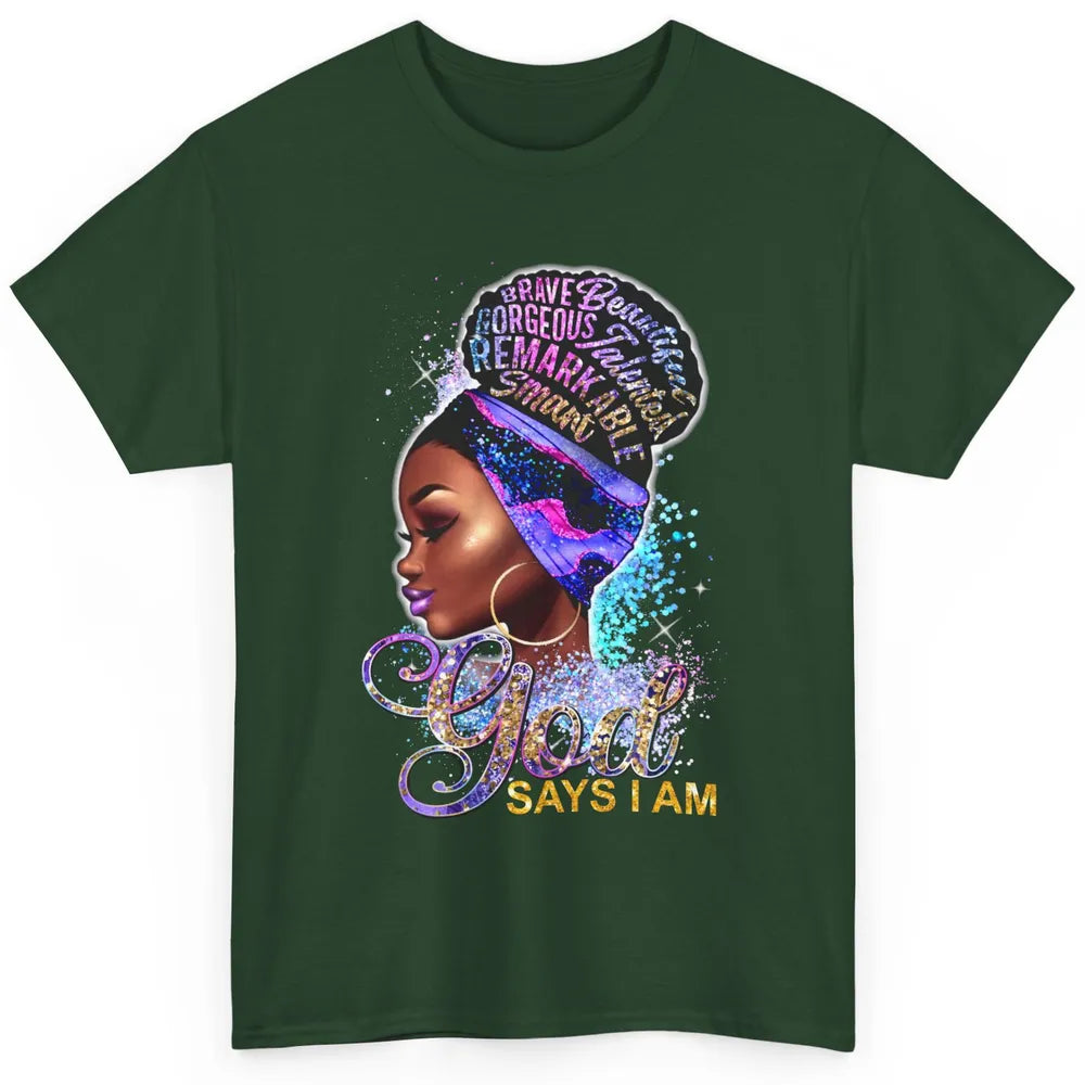 Floral Black Girl God Say I'm Afro Women Christian Religious Classic Unisex T-Shirt