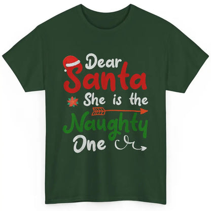 Merry Christmas Dear Santa She Is Naughty One Xmas Hat Vibes Classic Unisex T-Shirt