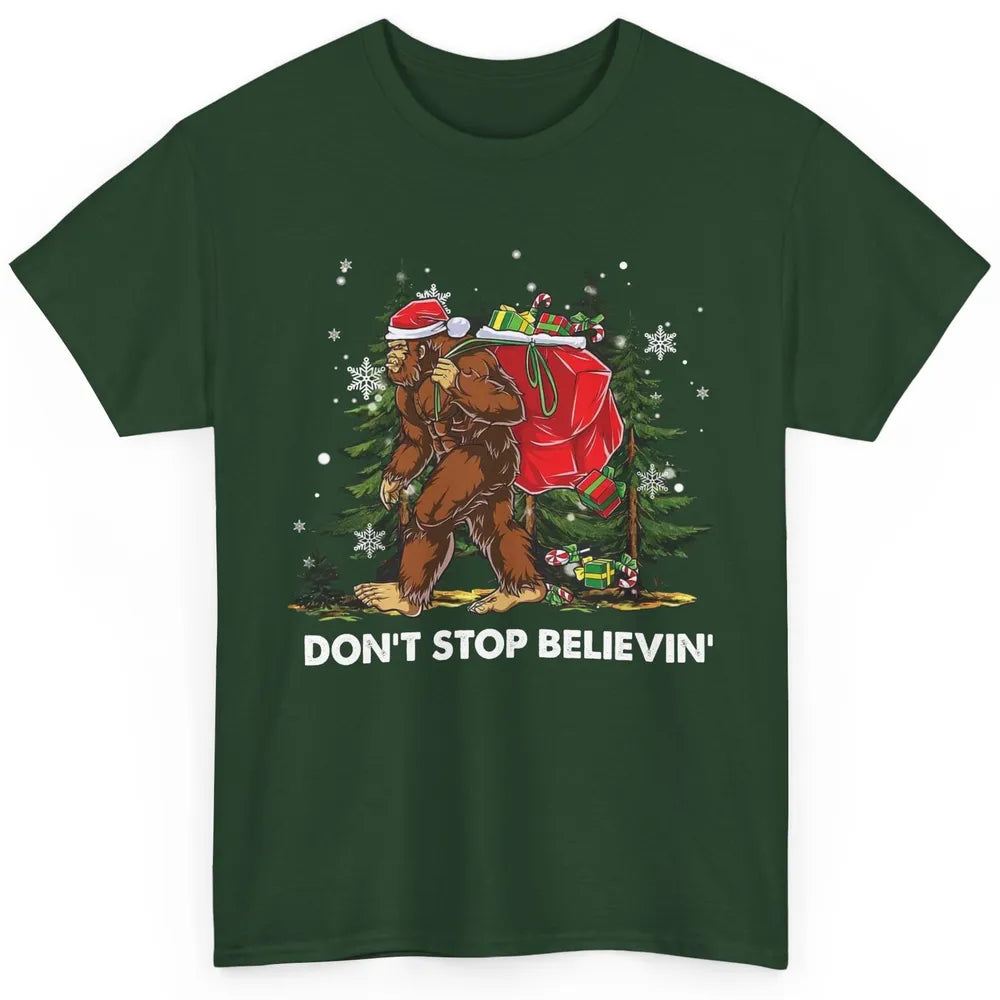 Funny Santa Bigfoot Don’t Stop Believing Christmas Tree Gift Classic Unisex T-Shirt