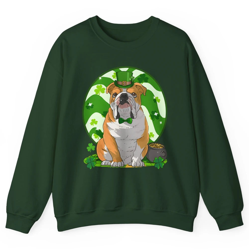 St Patrick's Day English Bulldog Lucky Charm Shamrock Irish Unisex Crewneck Sweatshirt