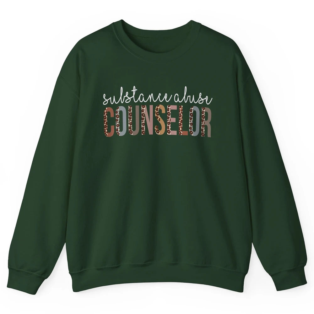 Substance Abuse Awareness Day Counselor Leopard Appreciation Unisex Crewneck Sweatshirt