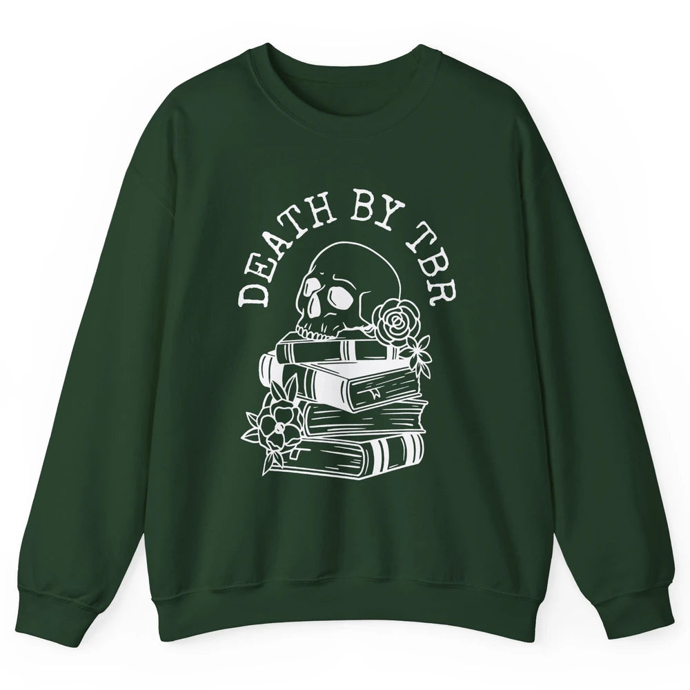 Retro Skull Books Death By TBR Book Reading Lovers Librarian Unisex Crewneck Sweatshirt