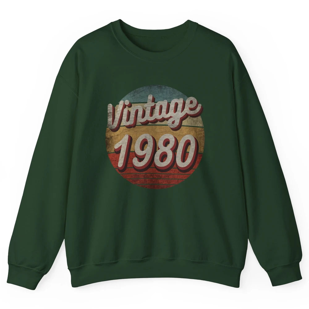 Retro Vintage 1980 Men Women Birthday Gift Born In 1980s Unisex Crewneck Sweatshirt