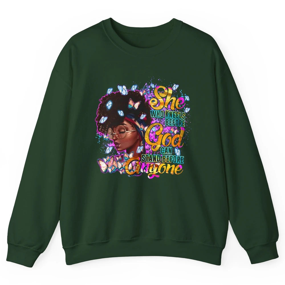 Black Girl She Who Kneels Before God Christian Afro Women Unisex Crewneck Sweatshirt