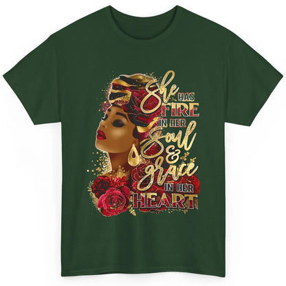 Floral Black Woman She Has Fire In Her Soul Afro Religious Classic Unisex T-Shirt