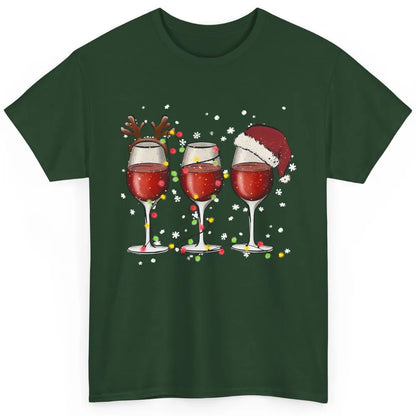 Christmas Red Wine Glass Santa Hat Reindeer Christmas Party Classic Unisex T-Shirt