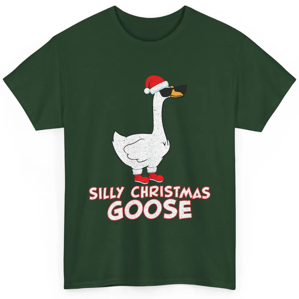 Merry Christmas Cute Silly Xmas Goose Sunglasses Santa Hat Classic Unisex T-Shirt