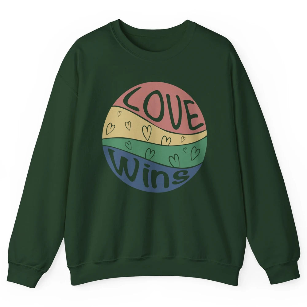 Vintage Love Wins LGBT Gay Pride Month Love Is Love Unisex Crewneck Sweatshirt