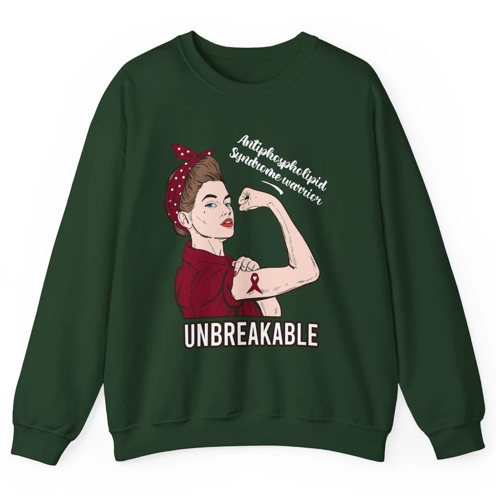 Antiphospholipid Syndrome Ribbon Strong Woman Unbreakable Unisex Crewneck Sweatshirt