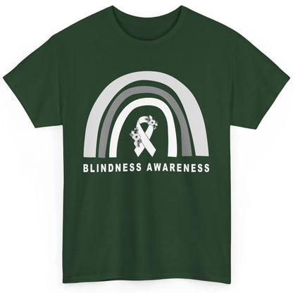 Blindness Awareness Floral White Gray Ribbon Blind Support Classic Unisex T-Shirt