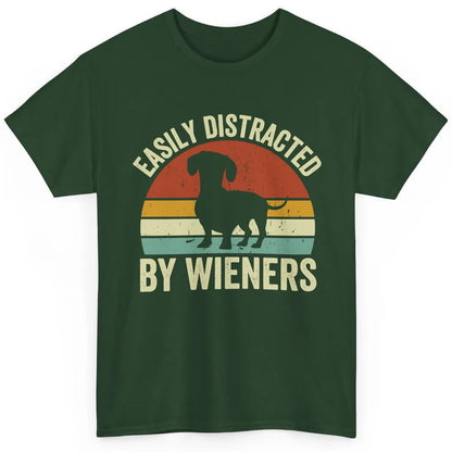 Vintage Dachshund Easily Distracted By Wieners Dog Mom Gift Classic Unisex T-Shirt