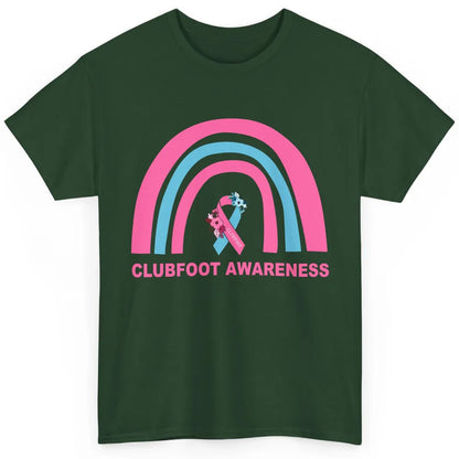 Clubfoot Awareness Support Pink Blue Ribbon Rainbow Classic Unisex T-Shirt