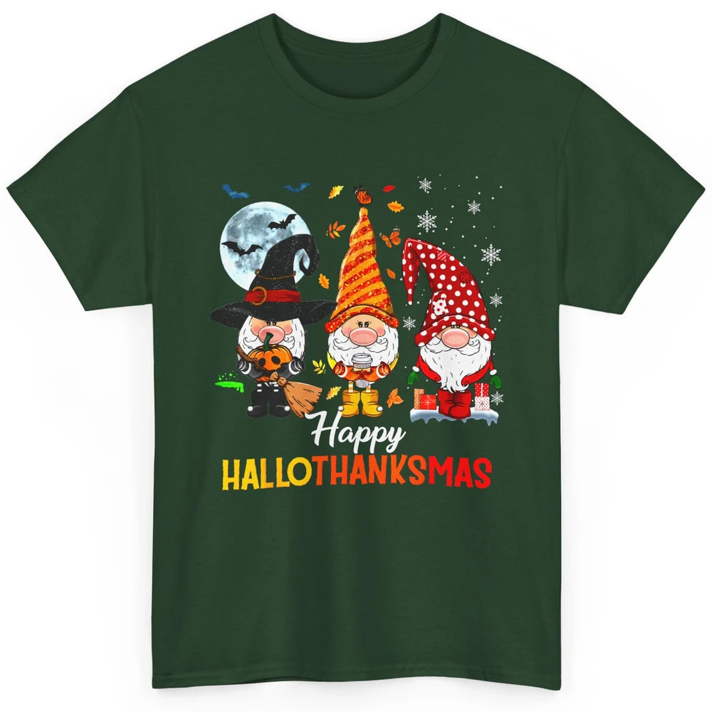 Funny Pumpkin Gnomes Hallo-thank-mas Thanksgiving Christmas Classic Unisex T-Shirt