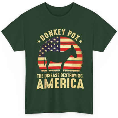 Vintage Donkey Pox The Disease Destroying America Usa Flag Classic Unisex T-Shirt