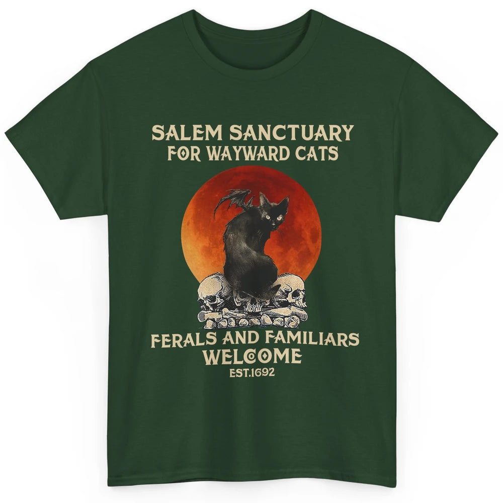 Witch Cat Salem Sanctuary Witch City Halloween Gothic Cat Classic Unisex T-Shirt