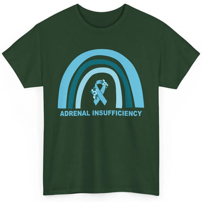 Adrenal Insufficiency Awareness Floral Blue Ribbon Rainbow Classic Unisex T-Shirt