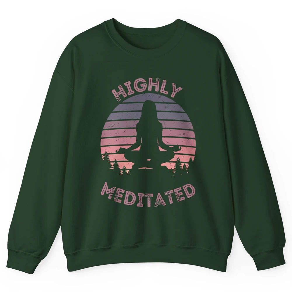 Vintage Woman Doing Yoga Highly Meditated Meditation Lovers Unisex Crewneck Sweatshirt