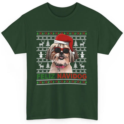 Funny Santa Shih Tzu Dog Feliz Navidog Christmas Tree Ugly Classic Unisex T-Shirt