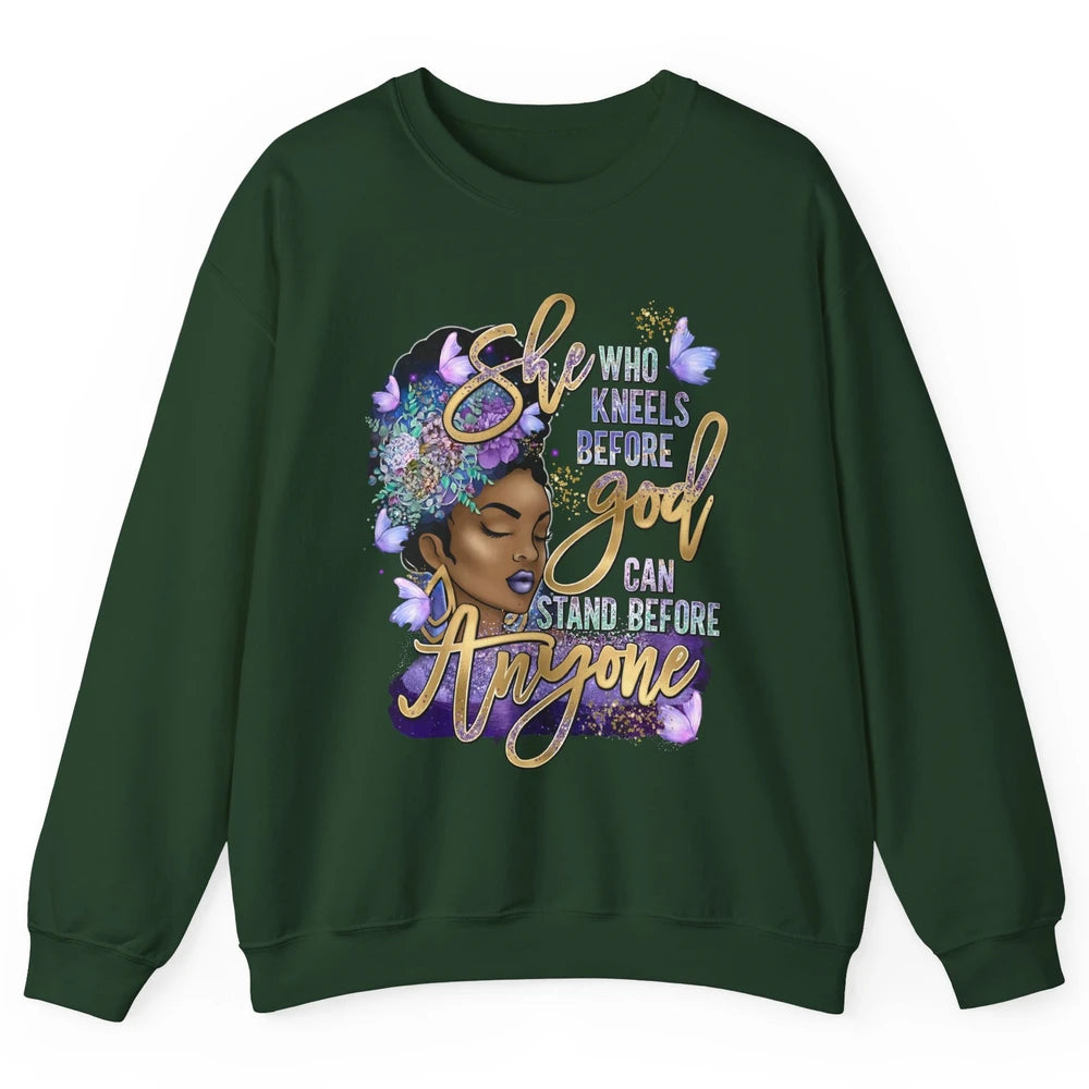 Black Girl She Who Kneels Before God Christian Afro Women Unisex Crewneck Sweatshirt