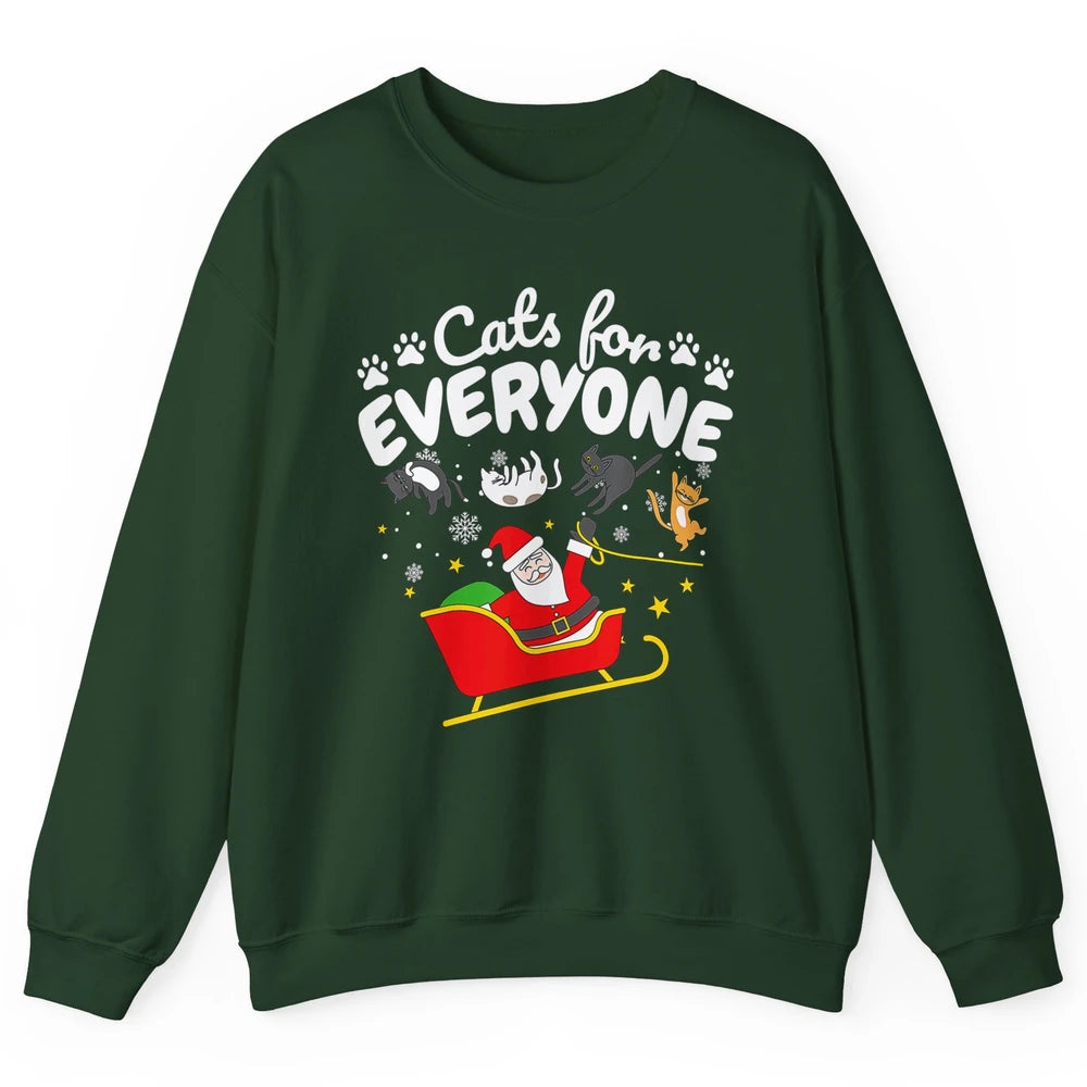 Merry Christmas Funny Cat For Everyone Santa Claus Reindeer Unisex Crewneck Sweatshirt