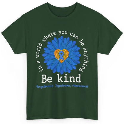 Angelman's Syndrome Awareness Blue Ribbon Sunflower Be Kind Classic Unisex T-Shirt