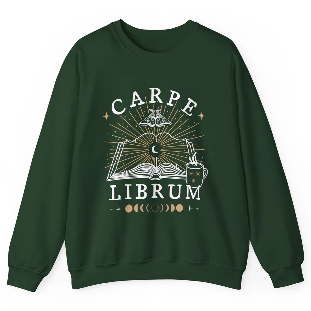 Carpe Librum Dark Academia Aesthetic Moth Book Witchy Gothic Unisex Crewneck Sweatshirt