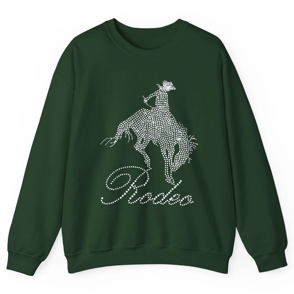 Western Cowgirl Bling Rhinestone Country Cowboy Riding Horse Unisex Crewneck Sweatshirt