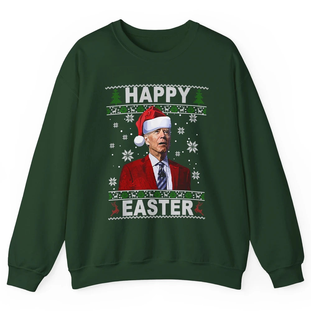 Funny Biden Santa Hat Happy Easter Anti Biden Christmas Unisex Crewneck Sweatshirt