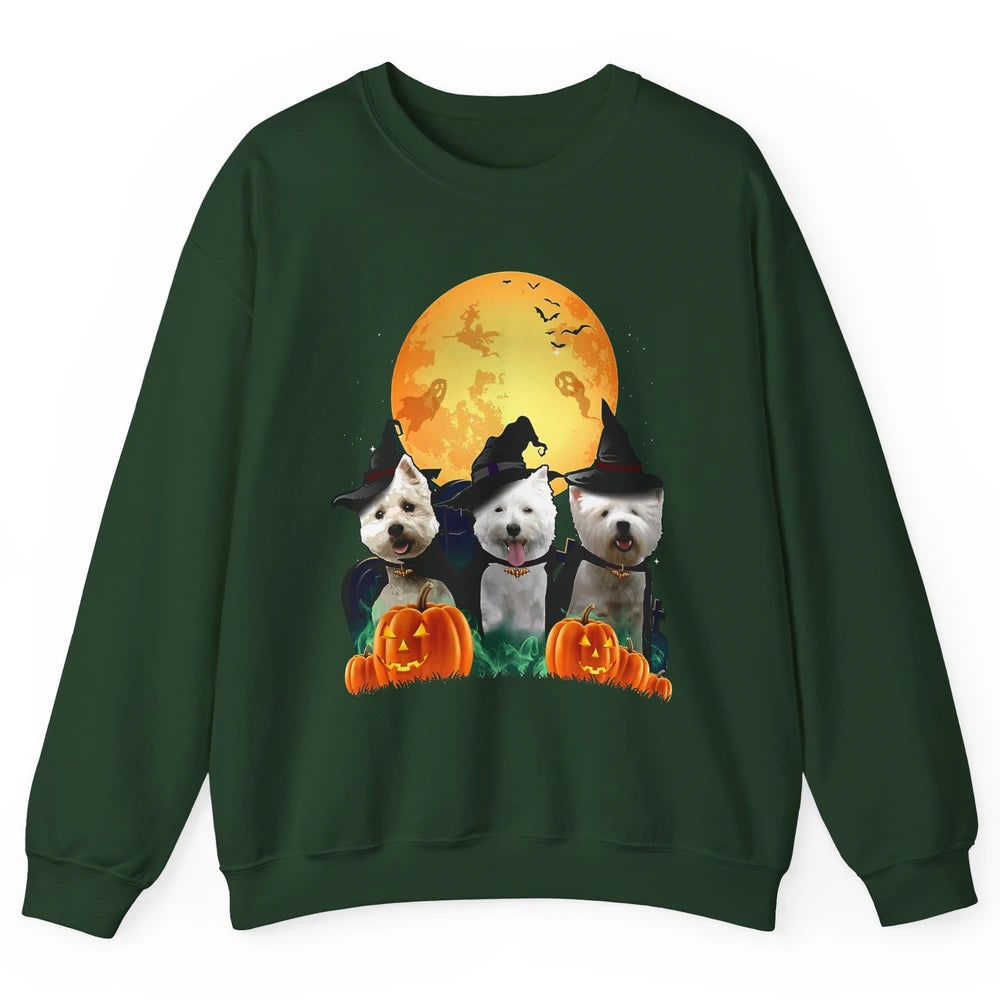 Westie Witch Pumpkin Jack-o-lantern Halloween Dog Mom Gift Unisex Crewneck Sweatshirt