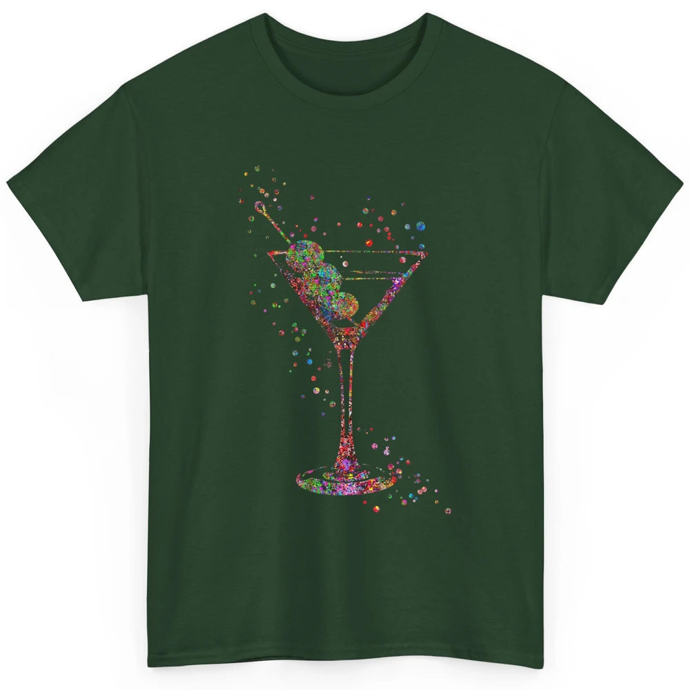 Watercolor Glass Of Martini Cocktails Wine Shot Alcoholic Classic Unisex T-Shirt