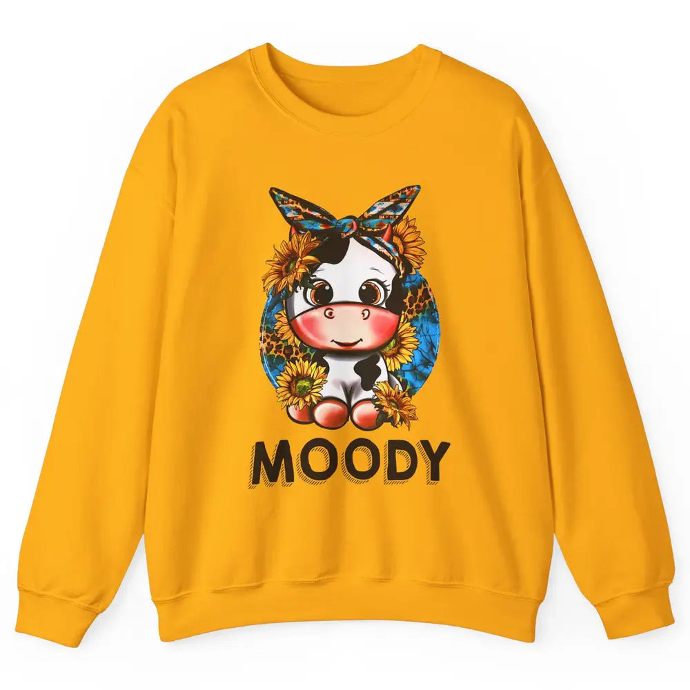 Sunflower Baby Cow Moody Highland Cow Heifer Western Cattle Unisex Crewneck Sweatshirt