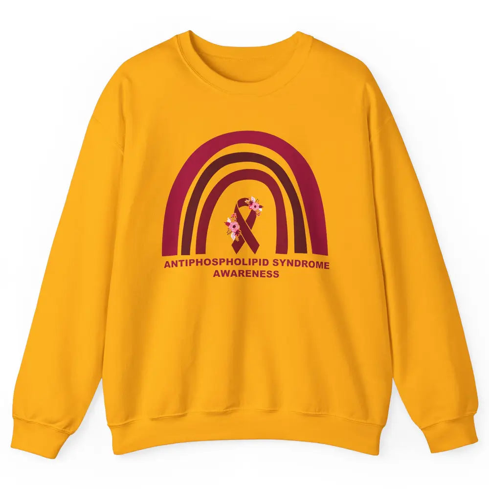 Antiphospholipid Syndrome Awareness APS Burgundy Rainbow Unisex Crewneck Sweatshirt