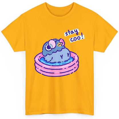 Cute Stay Coo Pigeon Swimming Pink Pool Bird Lover Kawaii Classic Unisex T-Shirt