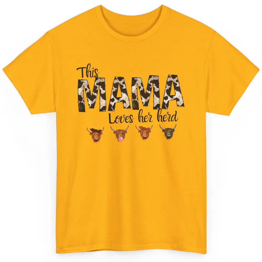 Cowhide This Mama Love Her Herd Highland Cow Western Grandma Classic Unisex T-Shirt